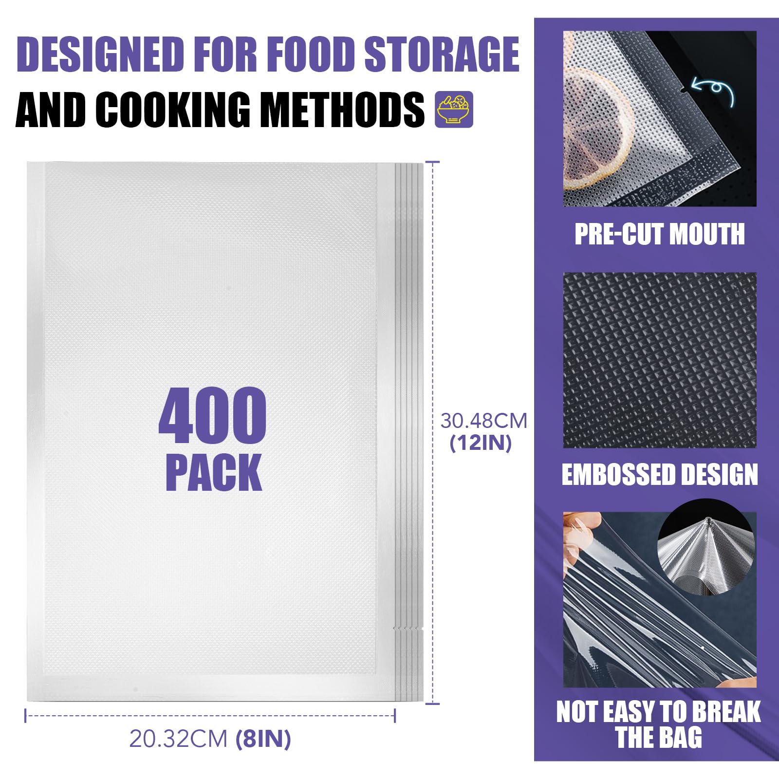 Caregy pre-cut design bags 8x12 for quick portioning