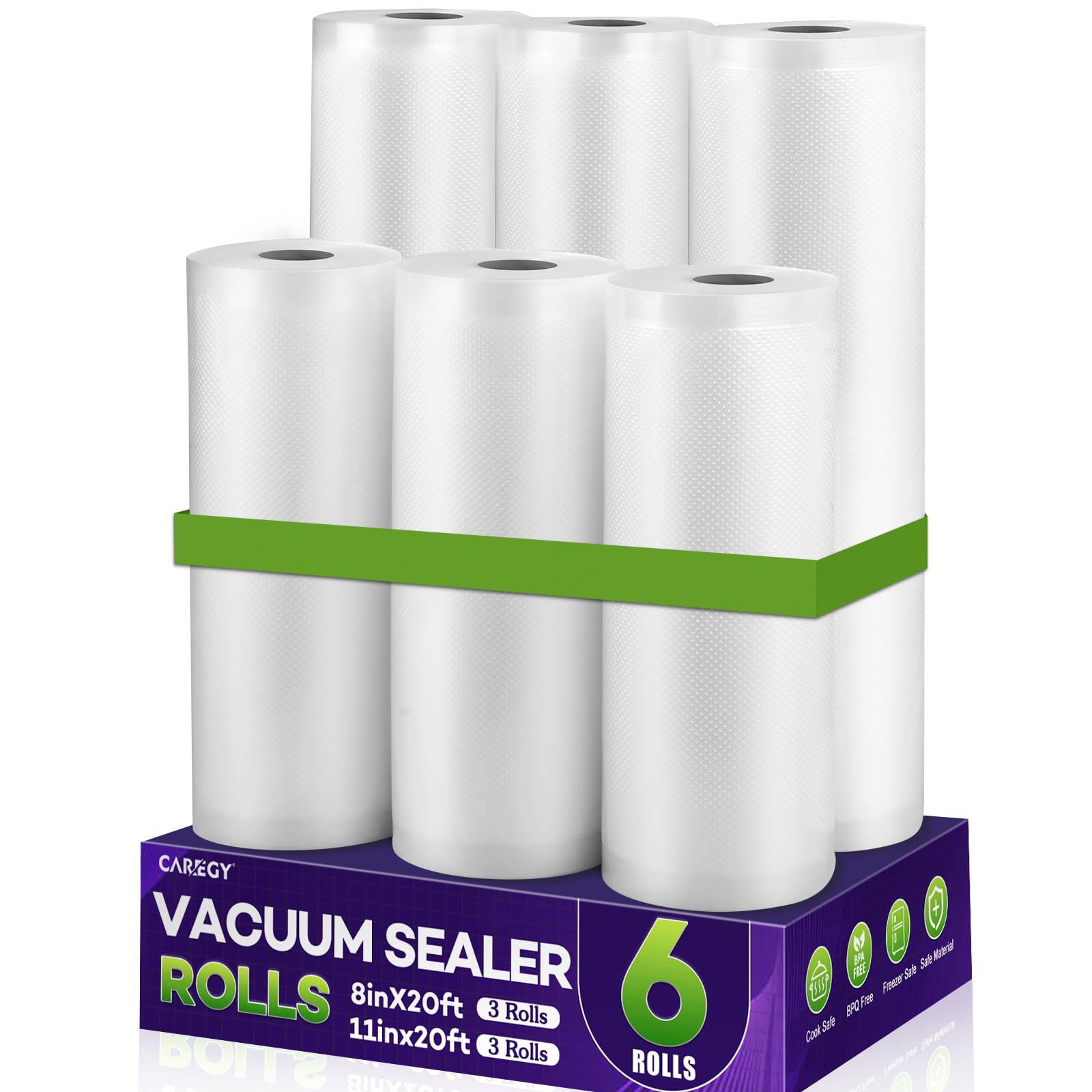 CAREGY vacuum sealer roll 8x20 feet promotes extended freshness for meal prep.