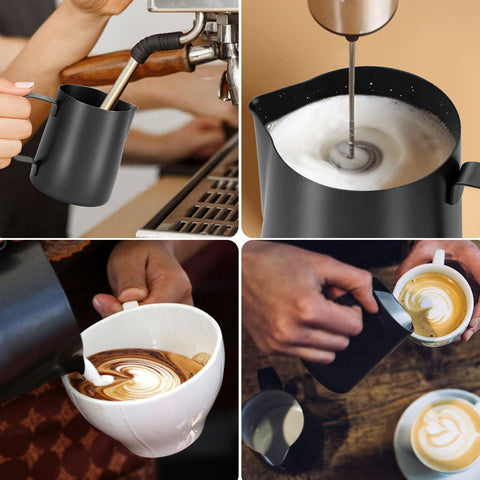 Careula matte black stainless steel pitcher durable for consistent frothing and long-lasting use.