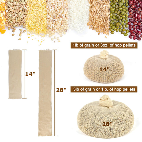 CARGEN 15-pack cotton brew bags laid flat, showcasing versatility for beer, wine, and grains