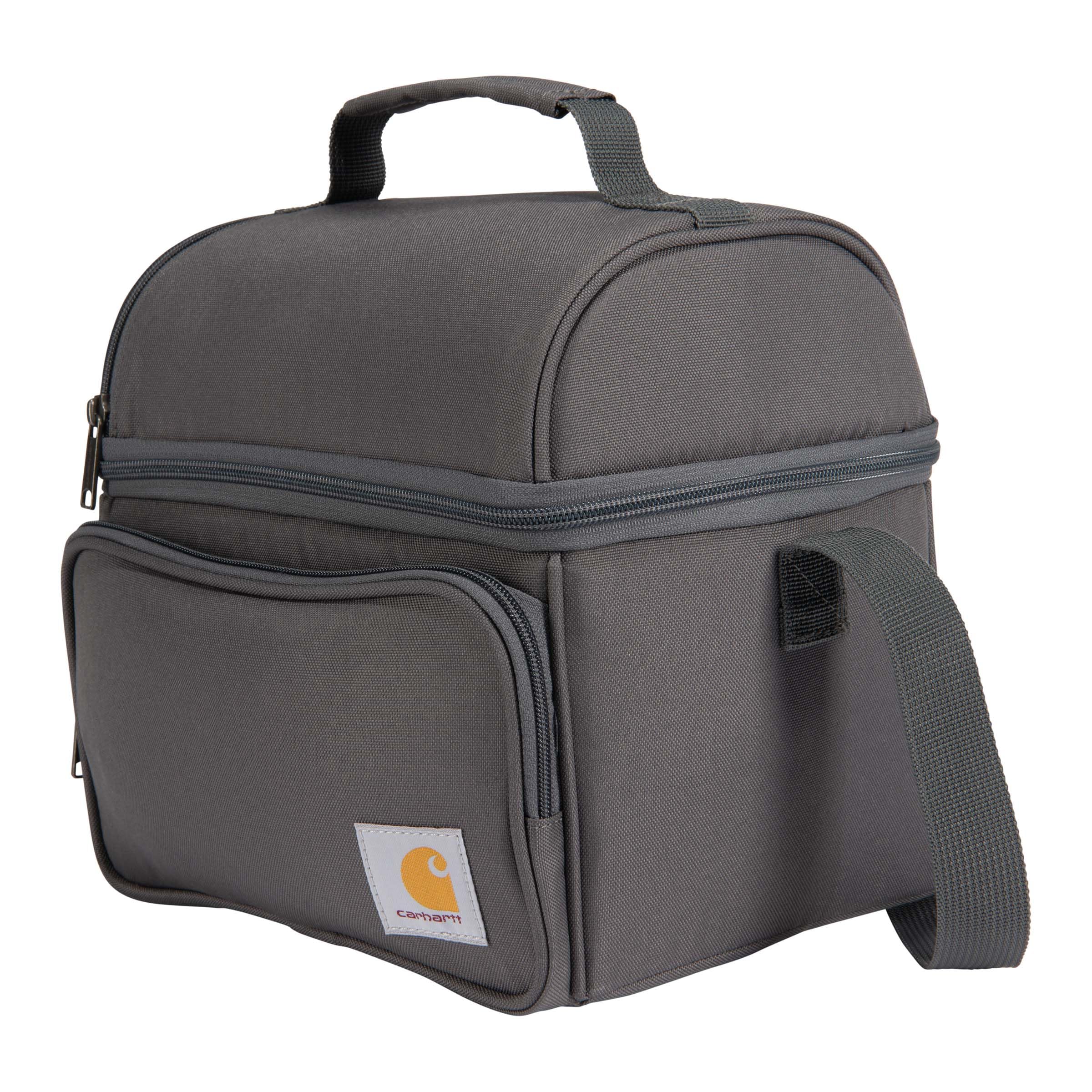 Carhartt compact portable lunch box with sturdy handle for easy outdoor transport.