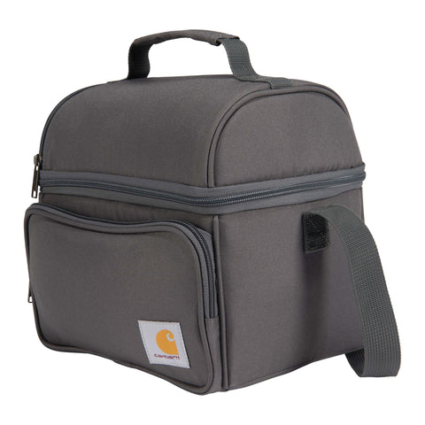 Carhartt compact portable lunch box with sturdy handle for easy outdoor transport.