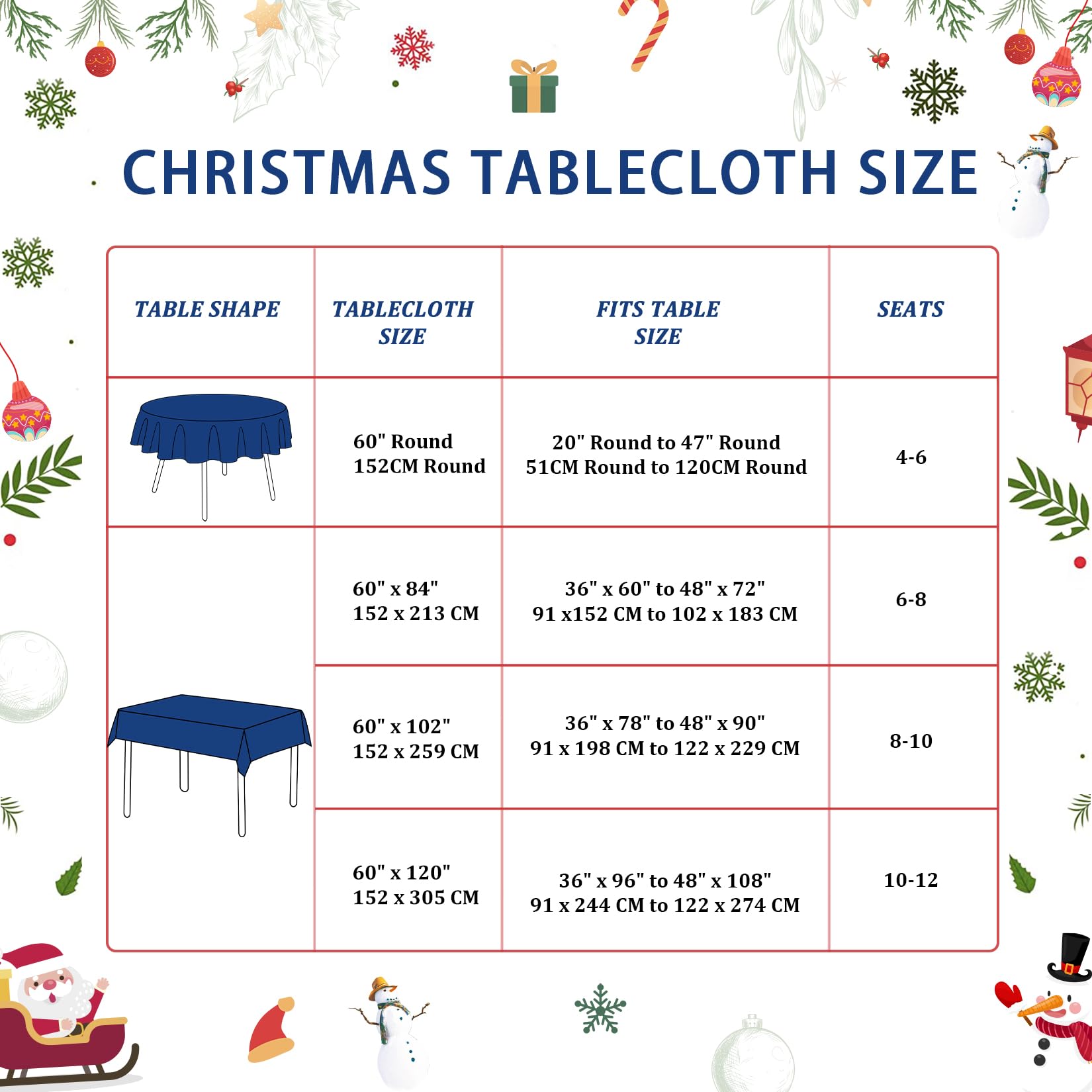 CAROMIO Christmas Tablecloth festive party setup enhances holiday ambiance