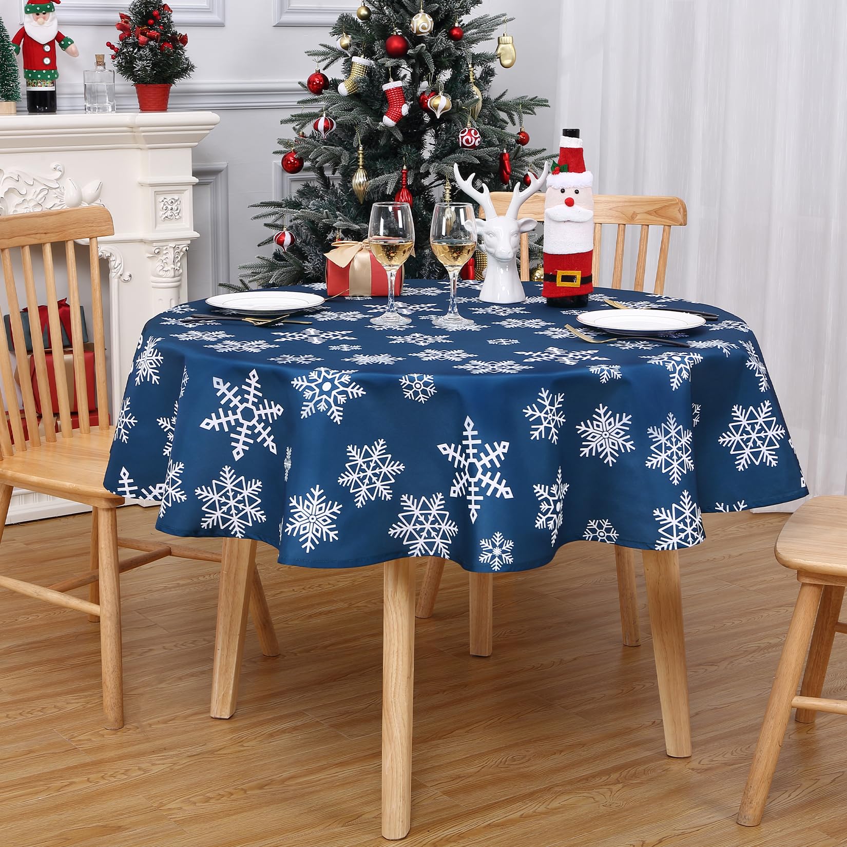 CAROMIO Christmas Tablecloth wrinkle free material stays neat during meals