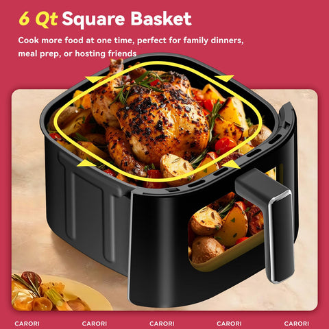 Carori Air Fryer 14 presets panel enables quick selection