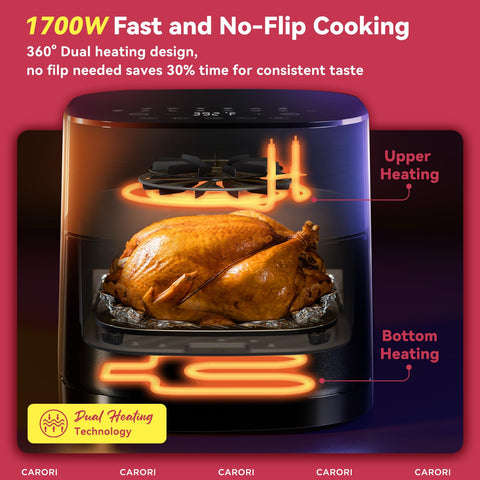 Carori Air Fryer 6qt capacity supports family meals