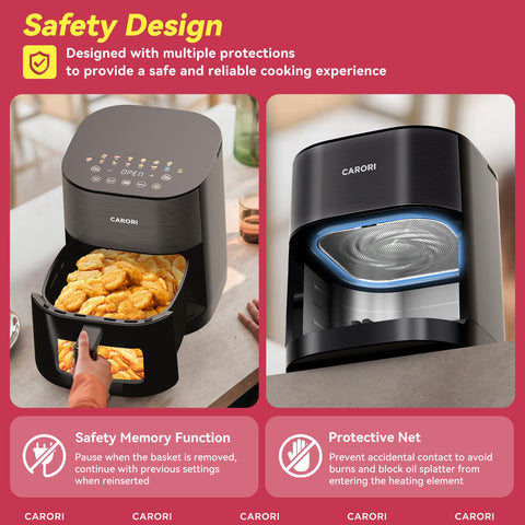 Carori Air Fryer quiet operation fits open-concept kitchens
