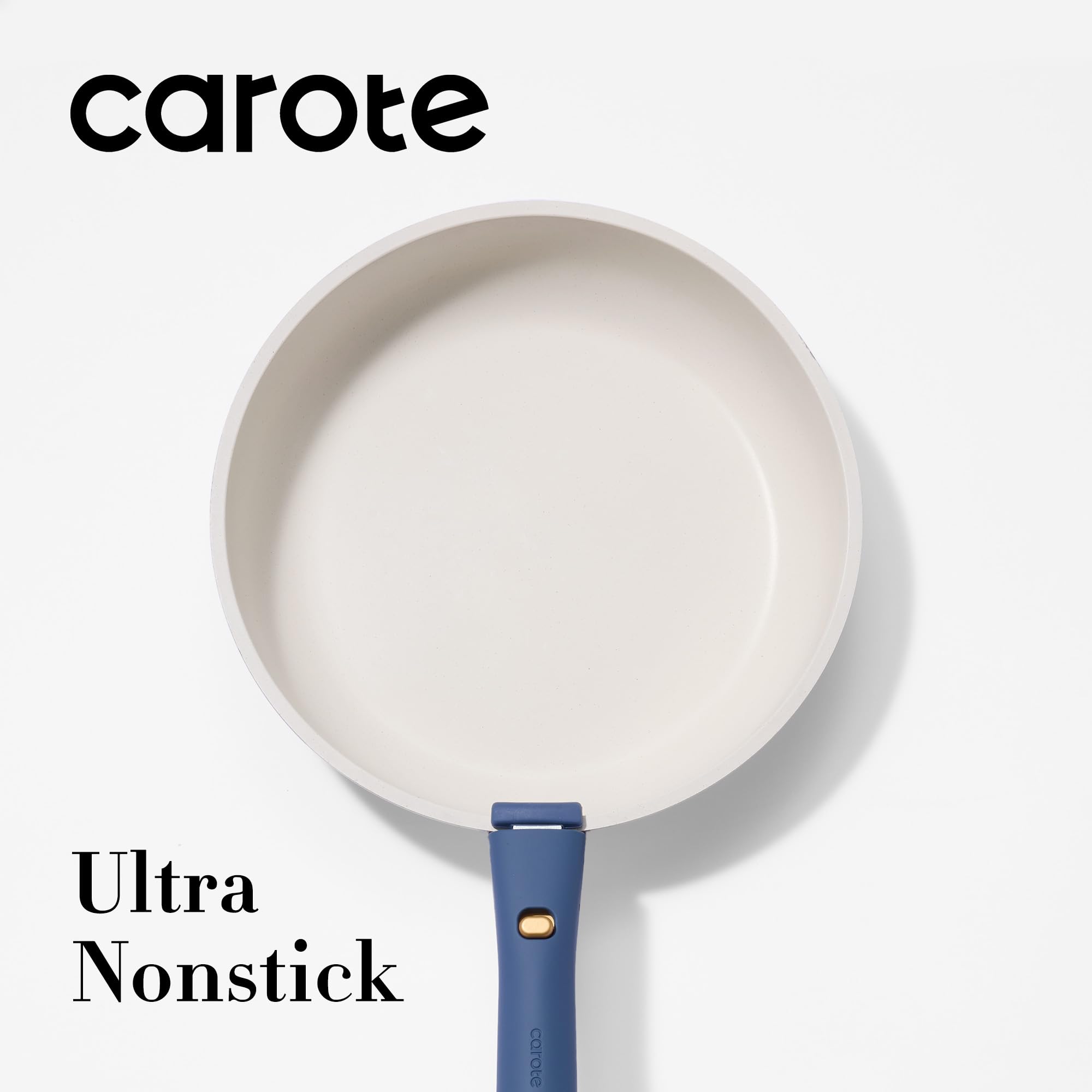 CAROTE 10-inch frying pan blue nonstick for even heating.
