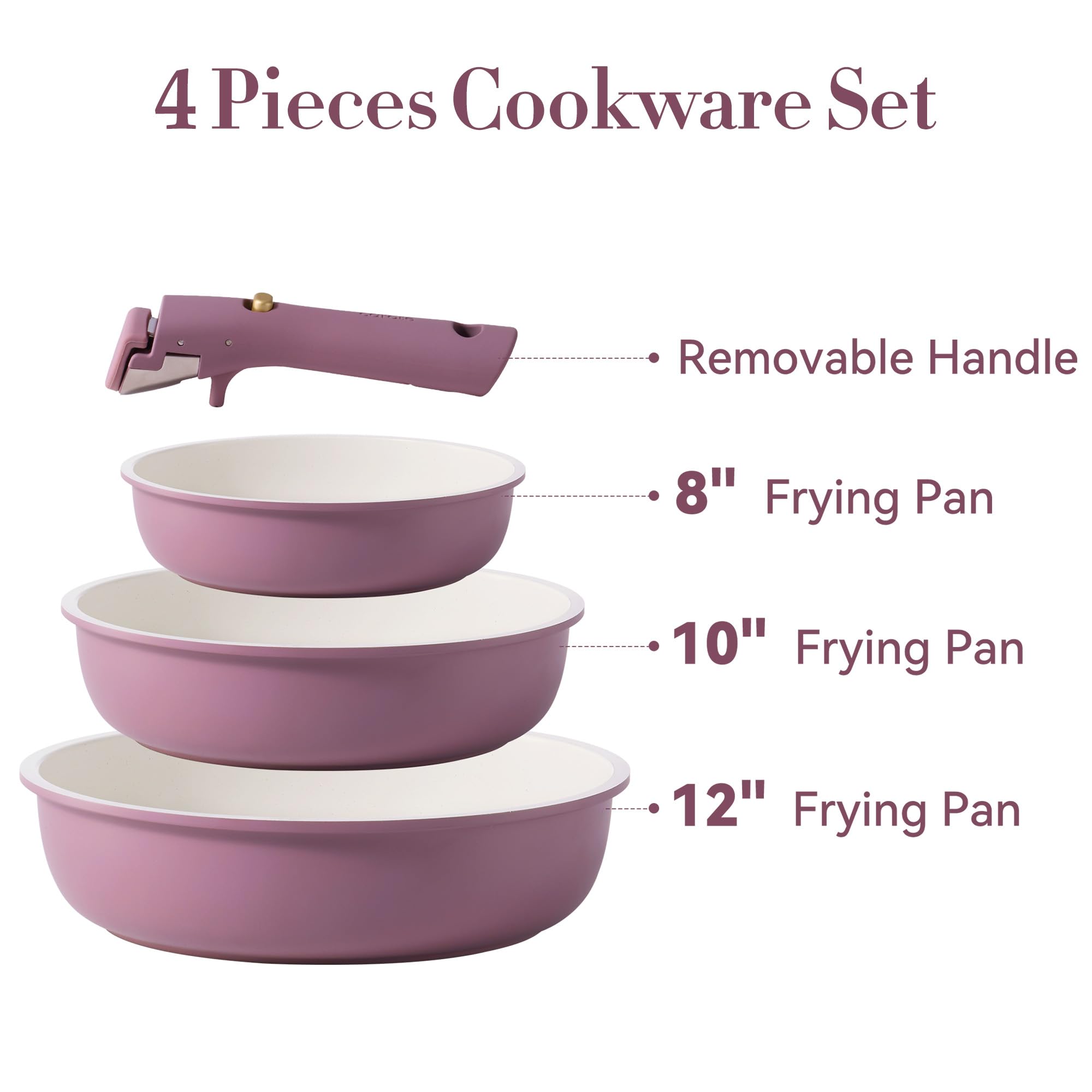CAROTE 10-inch purple nonstick frying pan with detachable handle for versatile cooking