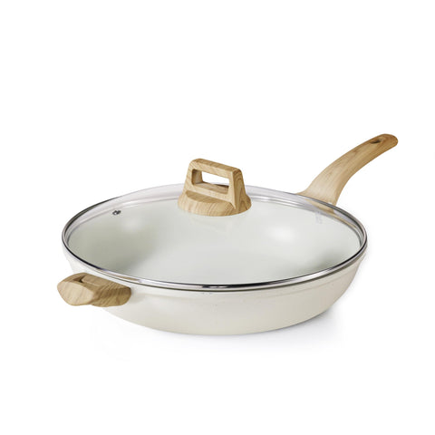 CAROTE 12.5-inch pan with lid, granite nonstick surface offering smooth release for eggs