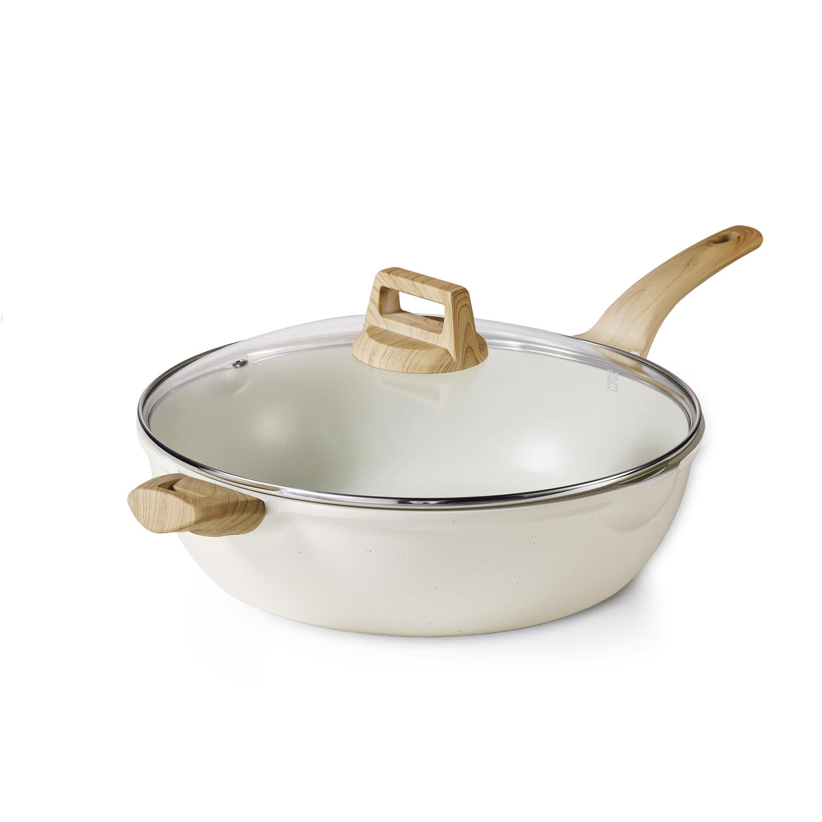 CAROTE 12.5-inch nonstick pan with lid for controlled cooking.