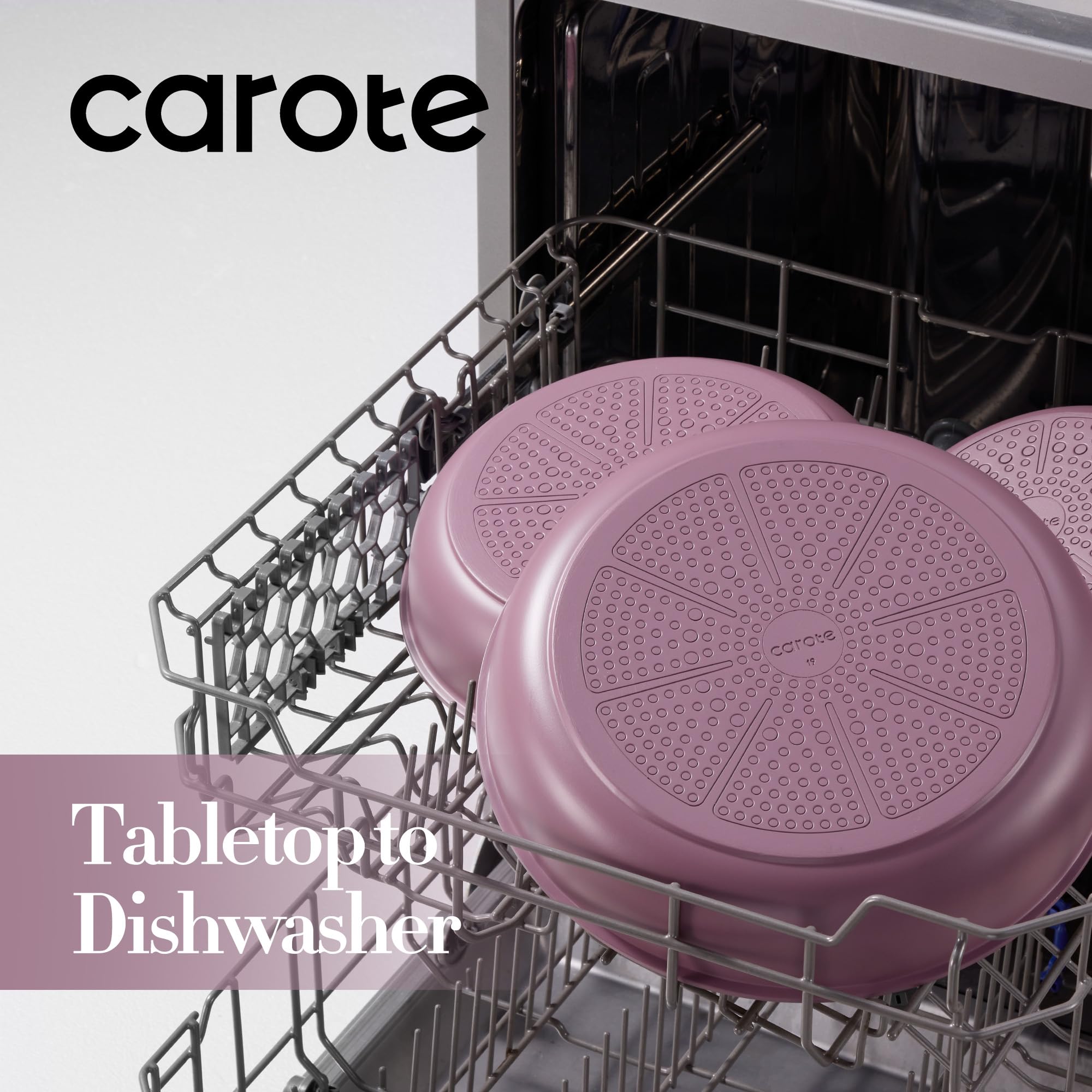 CAROTE 12-inch purple nonstick pan for family meals and even heat distribution