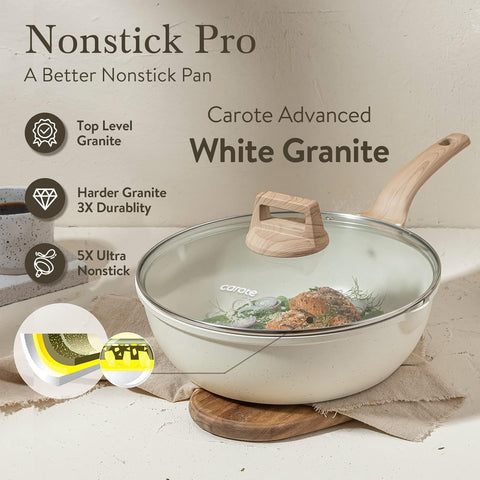 CAROTE deep frying pan cleans easily with soap and water after cooking