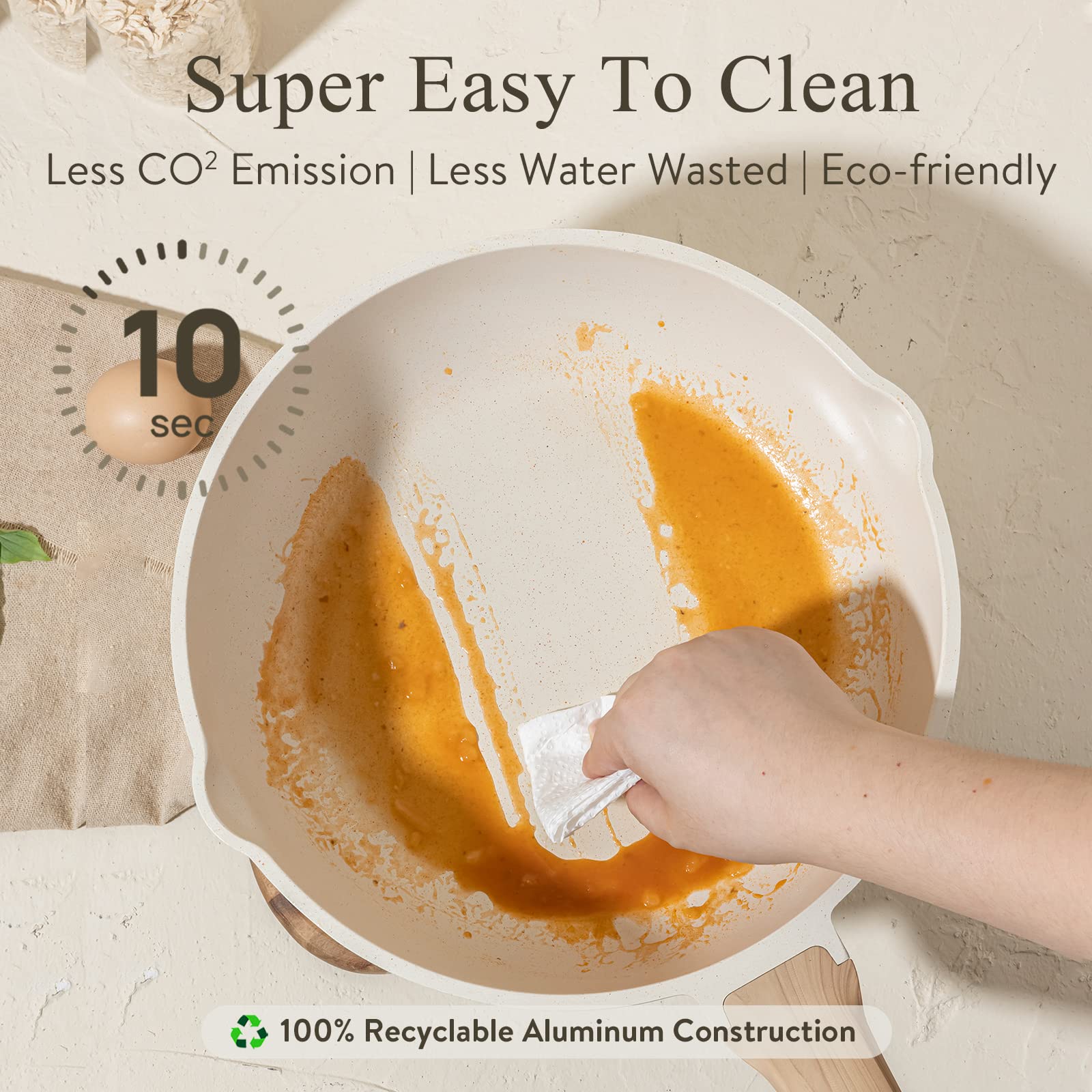 CAROTE rivetless interior design reduces snag and makes cleaning easier