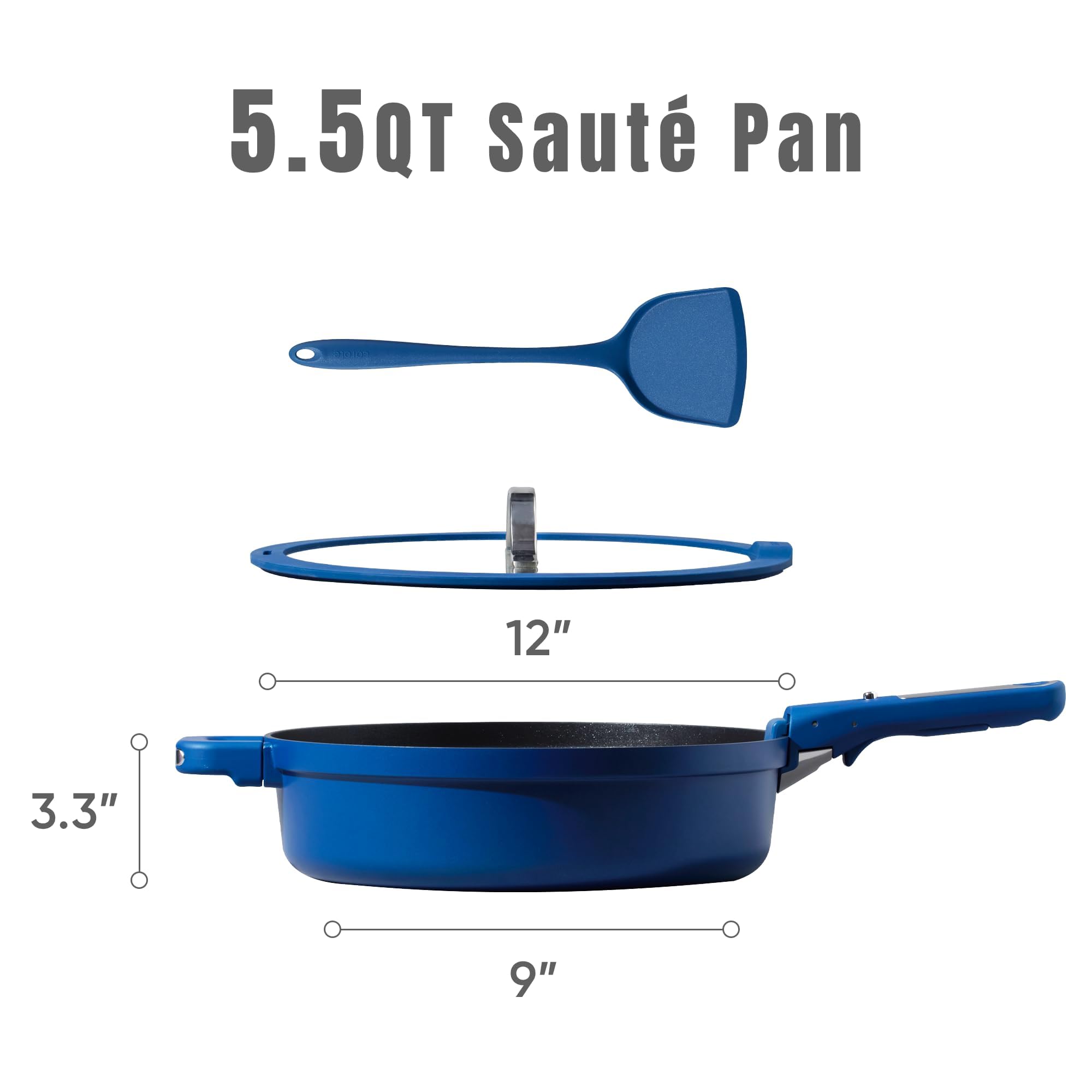 CAROTE 12-inch non-stick skillet with detachable handle for oven-ready versatility.