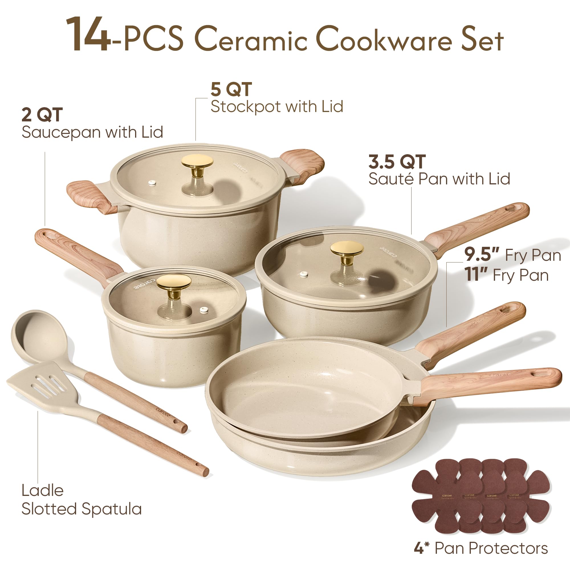 CAROTE 14pc set saucepan with lid ideal for sauces and quick simmering.