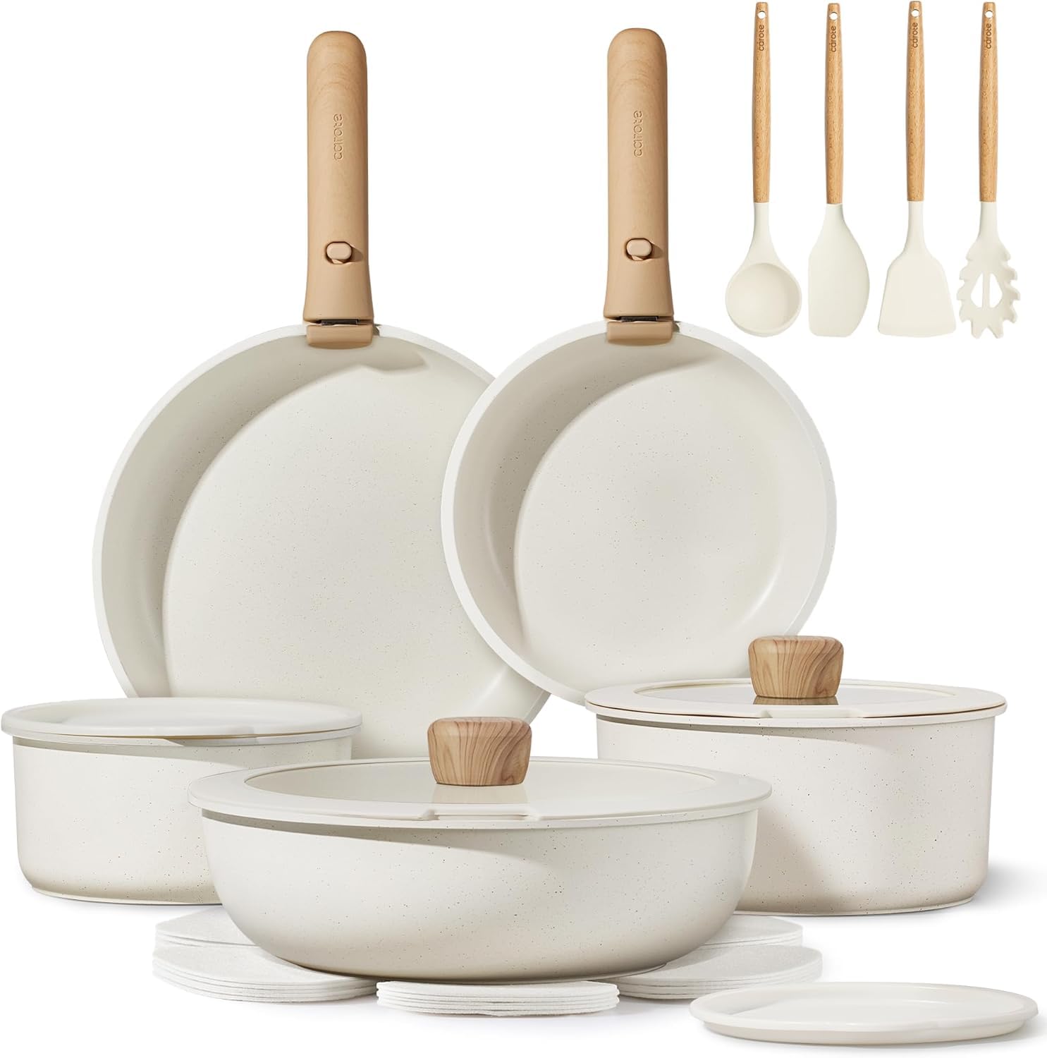 CAROTE 19pc pots and pans full set for organized, space-saving storage