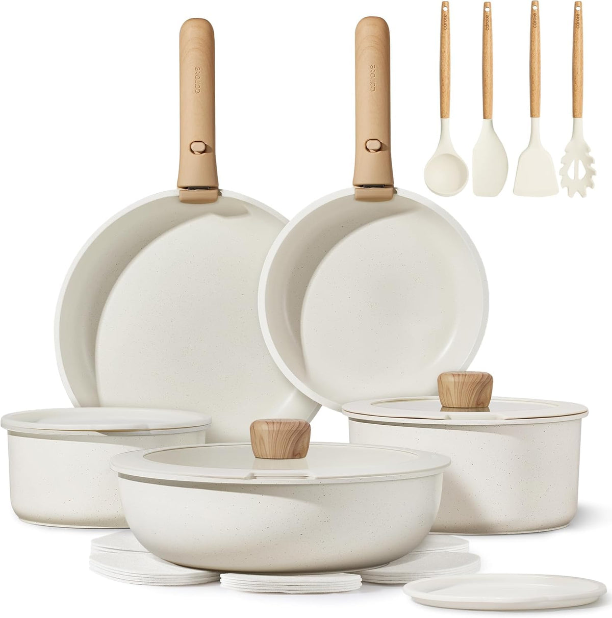 CAROTE 19pc pots and pans full set for organized, space-saving storage