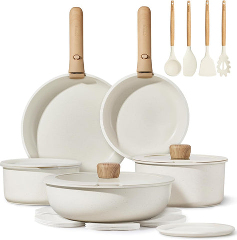 CAROTE 19pc pots and pans full set for organized, space-saving storage