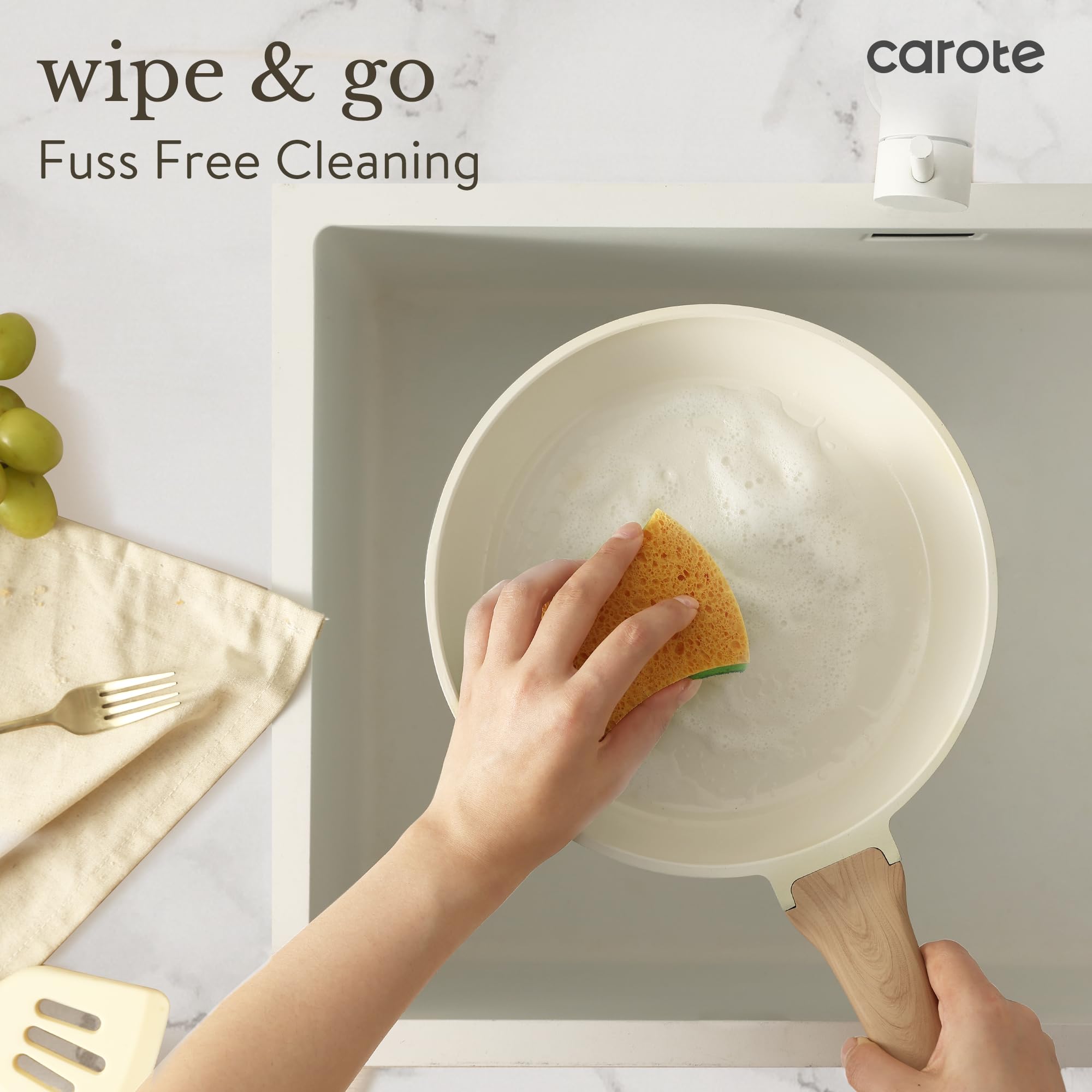 CAROTE 2.5-quart saucepan with lid ensures even heat for sauces.