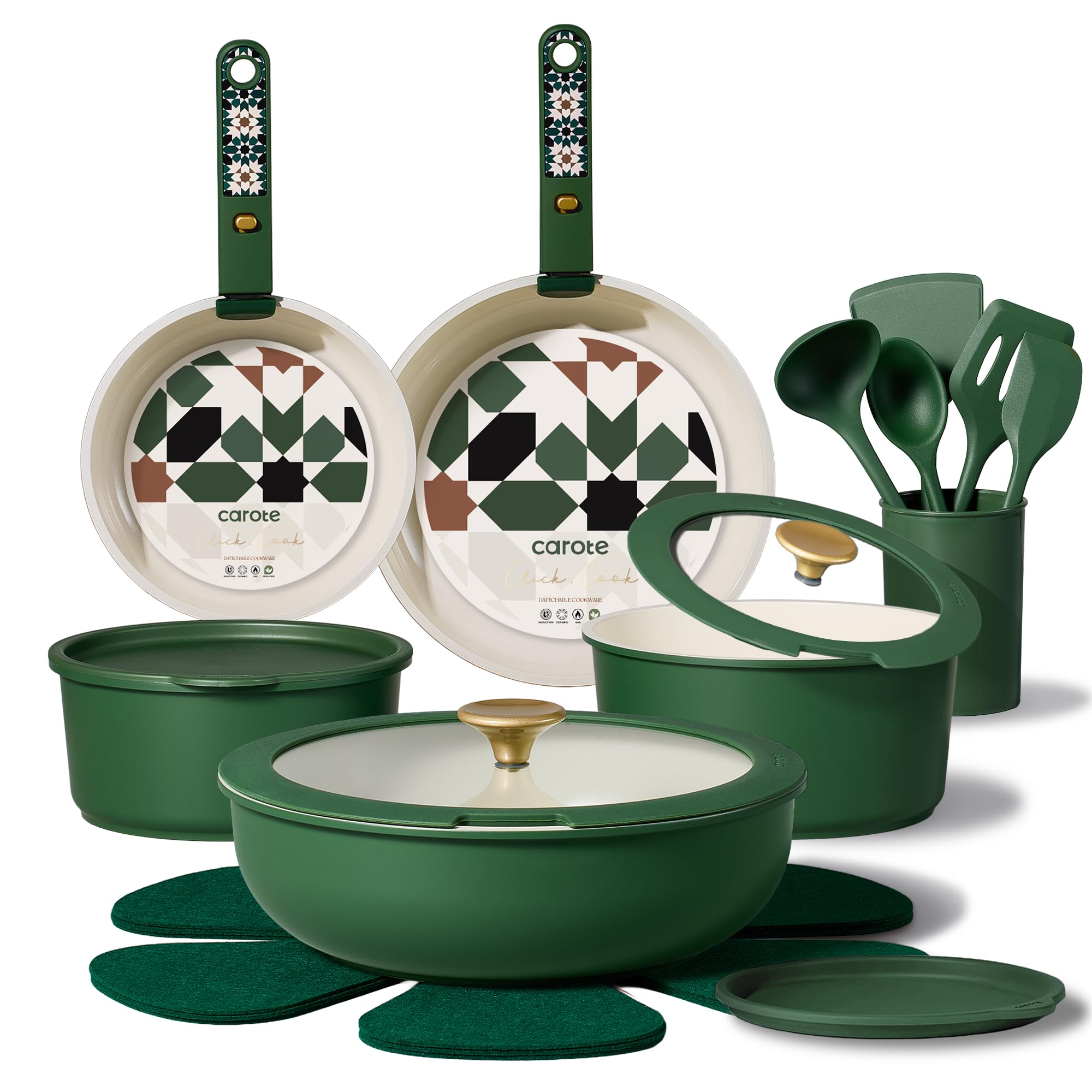 CAROTE 21-piece ceramic cookware set with versatile nonstick coating for easy meal prep