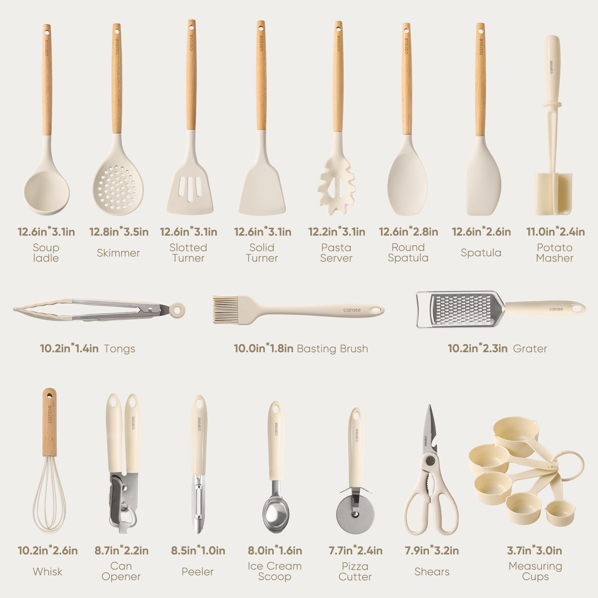 CAROTE silicone utensils turner—heat resistant up to 446°F for safe cooking.