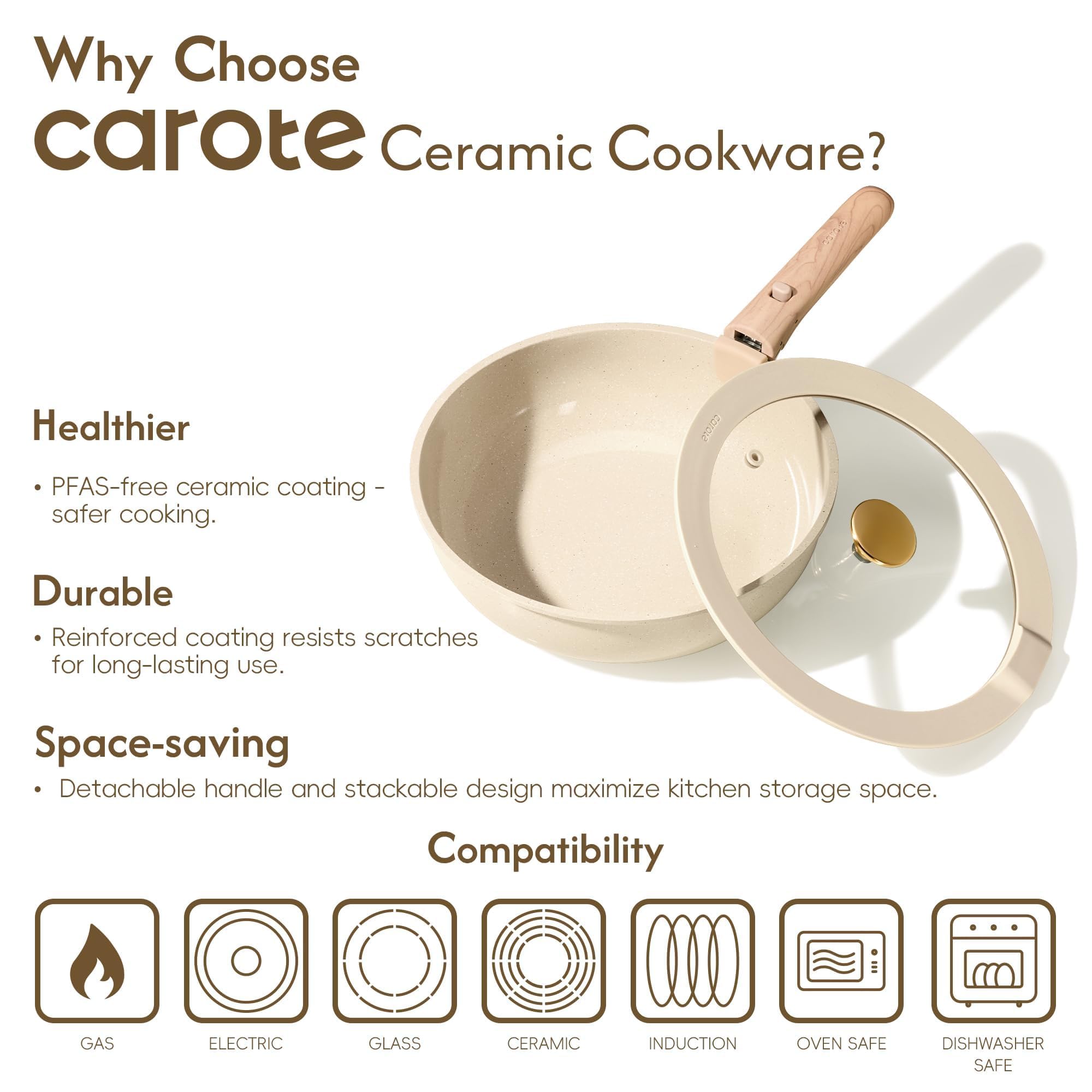 CAROTE 25pcs set supports RV kitchens and travel-friendly cooking.