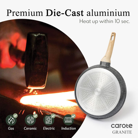 CAROTE set includes multiple pans and a steamer for versatile cooking.