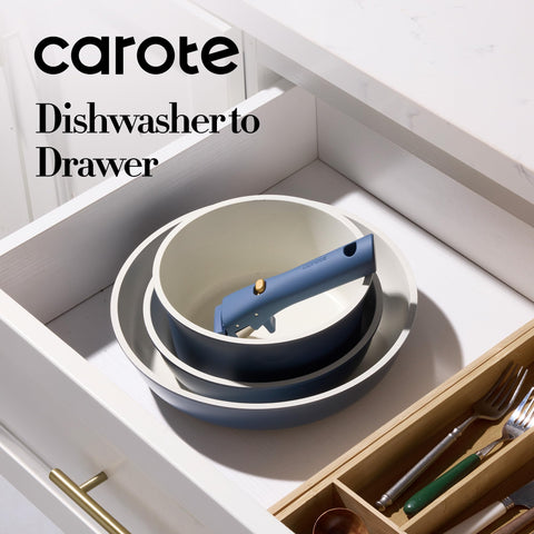 CAROTE 2-quart saucepan blue ideal for simmering sauces.