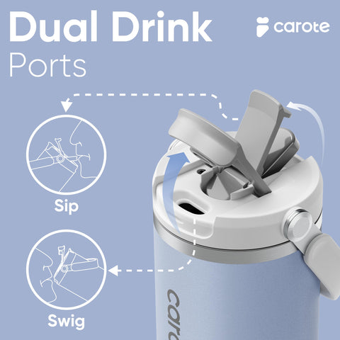 CAROTE 32oz handle mug blue ergonomic grip for gym and hiking.