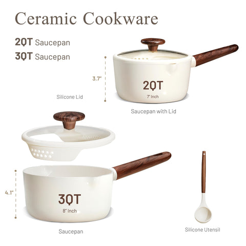 CAROTE 3qt saucepan with lid demonstrates versatile capacity for sauces and simmering