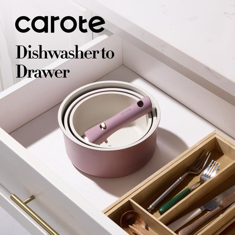 CAROTE 3qt saucepan with lid supports even heat on induction cooktops.