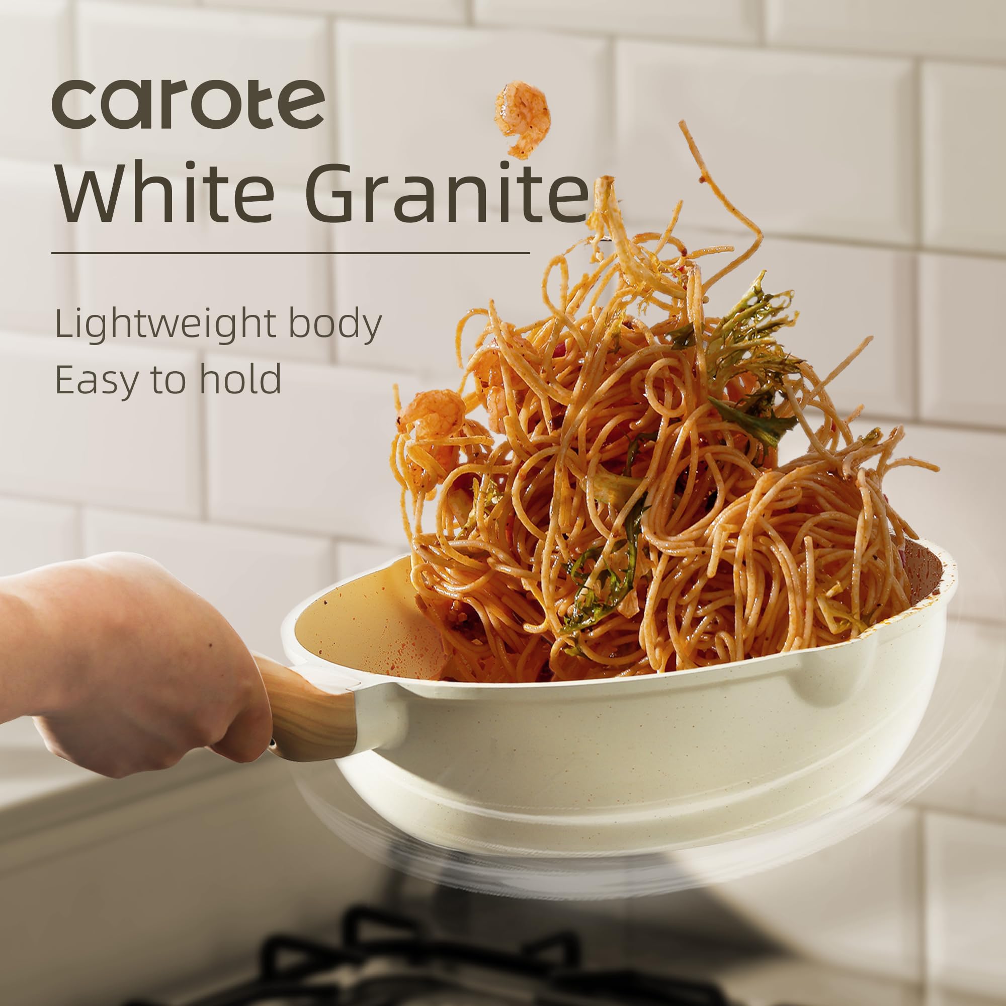 CAROTE 4.5-quart sauté pan with lid for sautéing and braising.