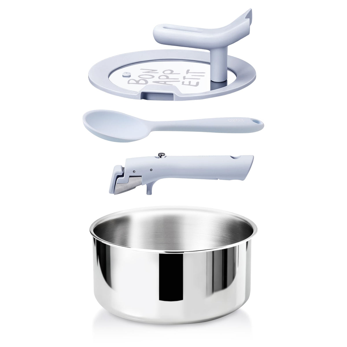CAROTE 4qt saucepan with stand-up lid on stovetop for easy lid placement
