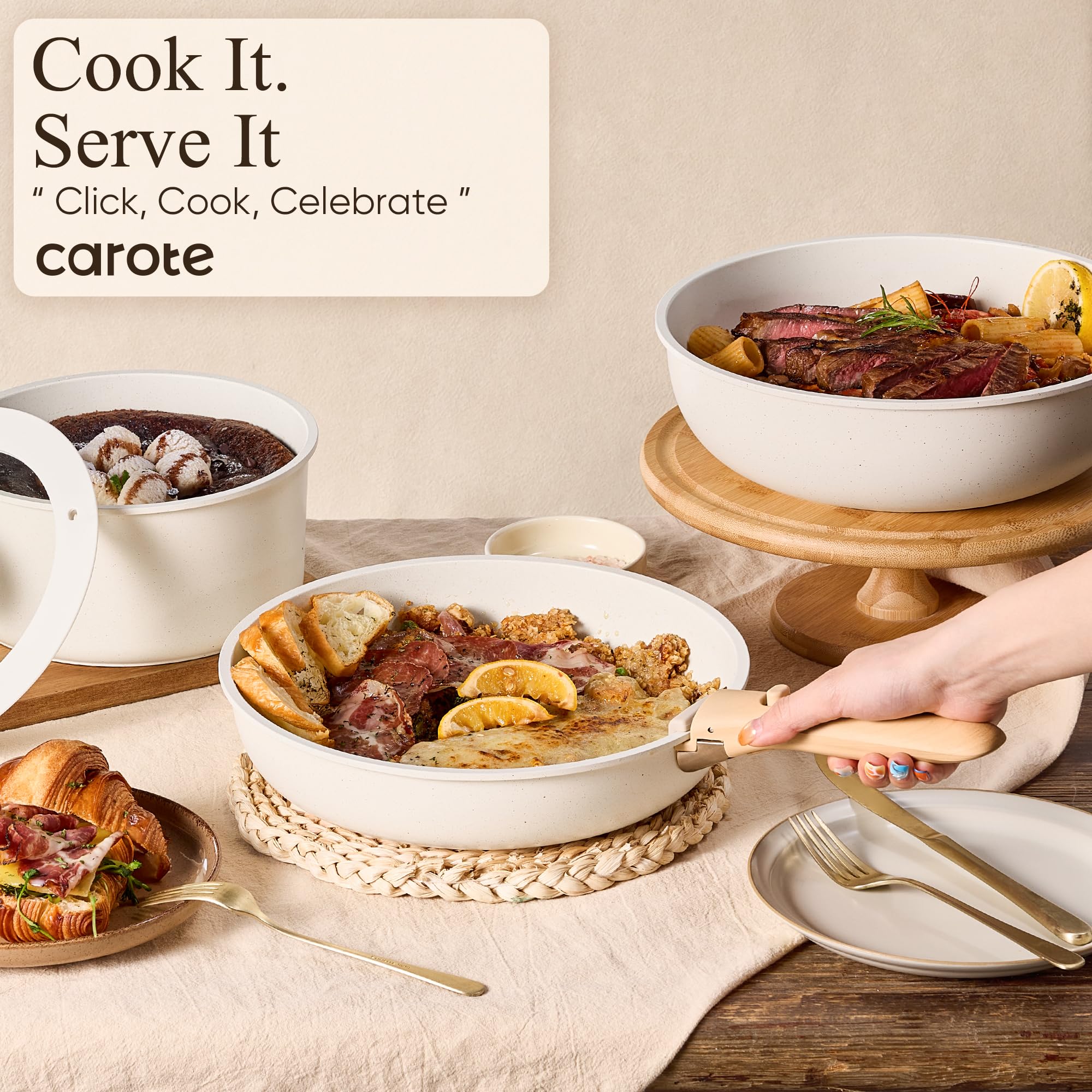 CAROTE 4qt sauté pan provides space for sautéed vegetables