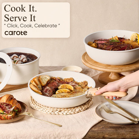 CAROTE 4qt sauté pan provides space for sautéed vegetables