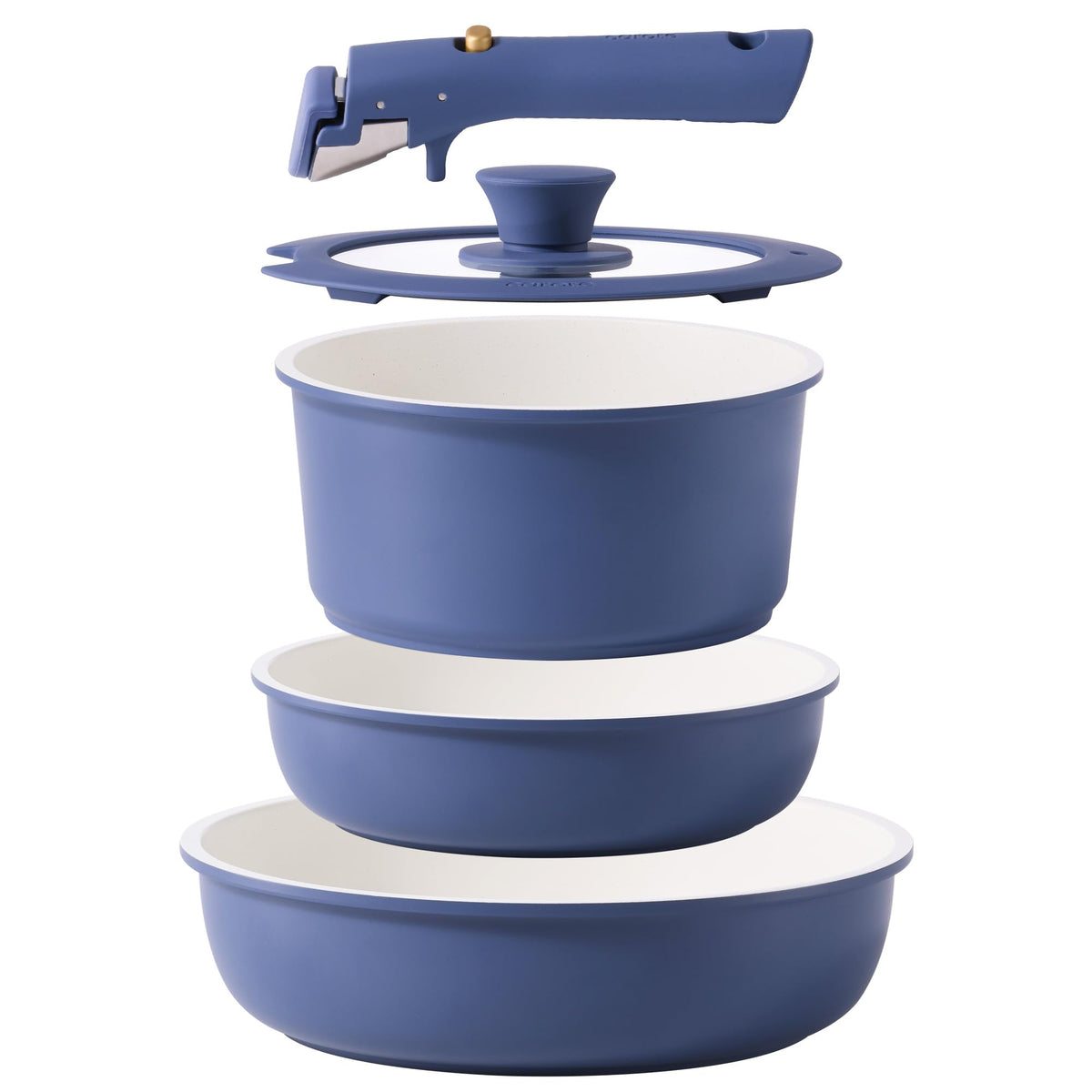 CAROTE 5pcs pots and pans set with detachable handles for oven-to-table convenience.