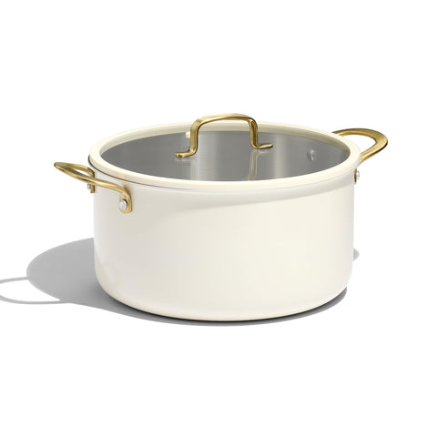 CAROTE 6QT stockpot front view showing durable tri-ply construction for even cooking.