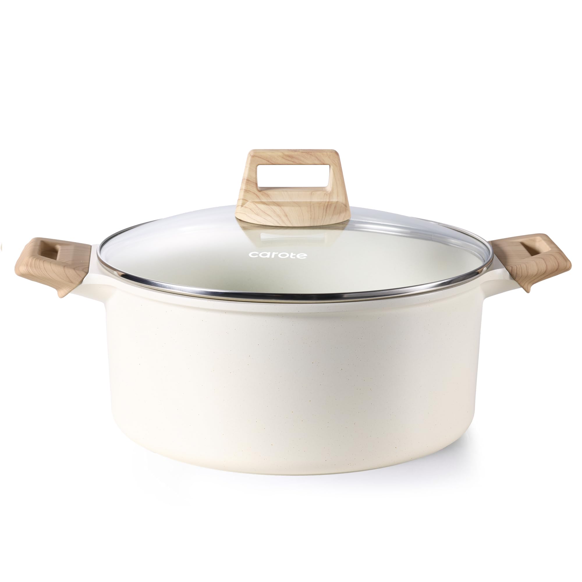CAROTE 6 qt nonstick stock pot with lid for even heating and easy cleanup