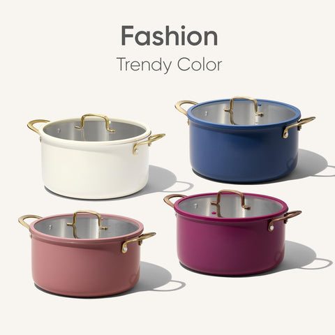 CAROTE 6QT stockpot stay-cool handles for safe lifting during busy cooking.