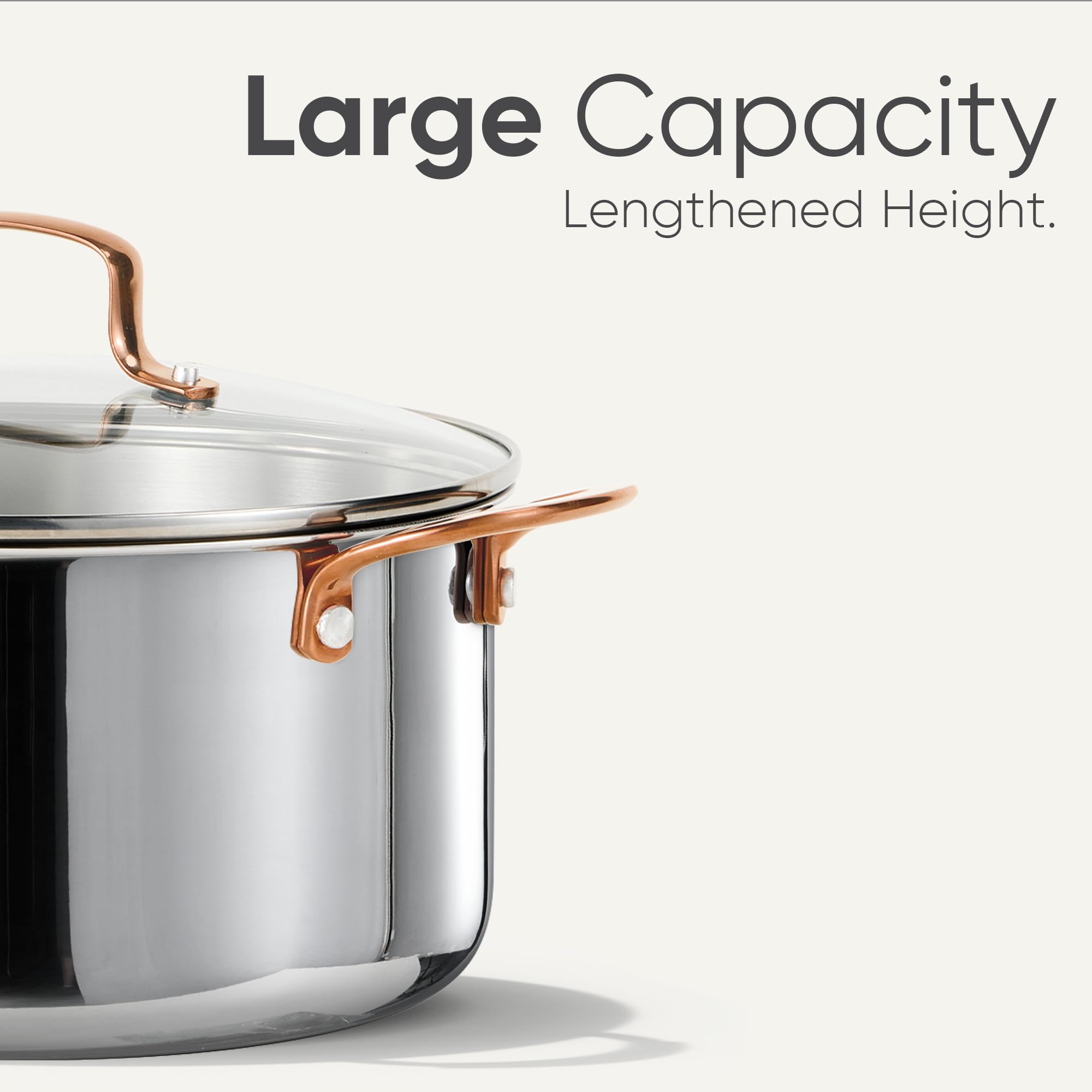 CAROTE 6QT tri-ply stockpot interior features mirror-polished surface