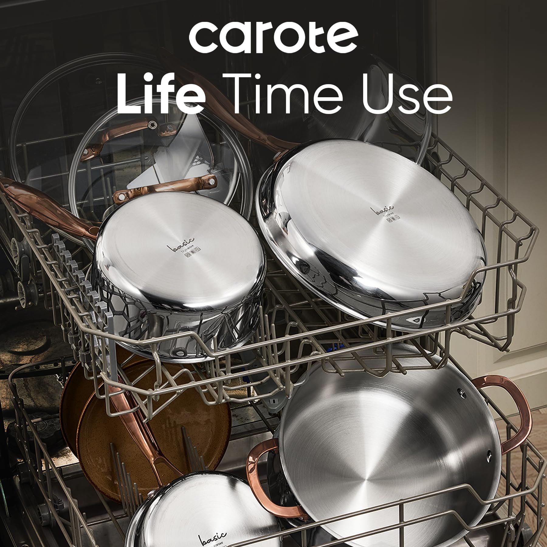 CAROTE 6QT stockpot with non-reactive surface protects flavors during cooking