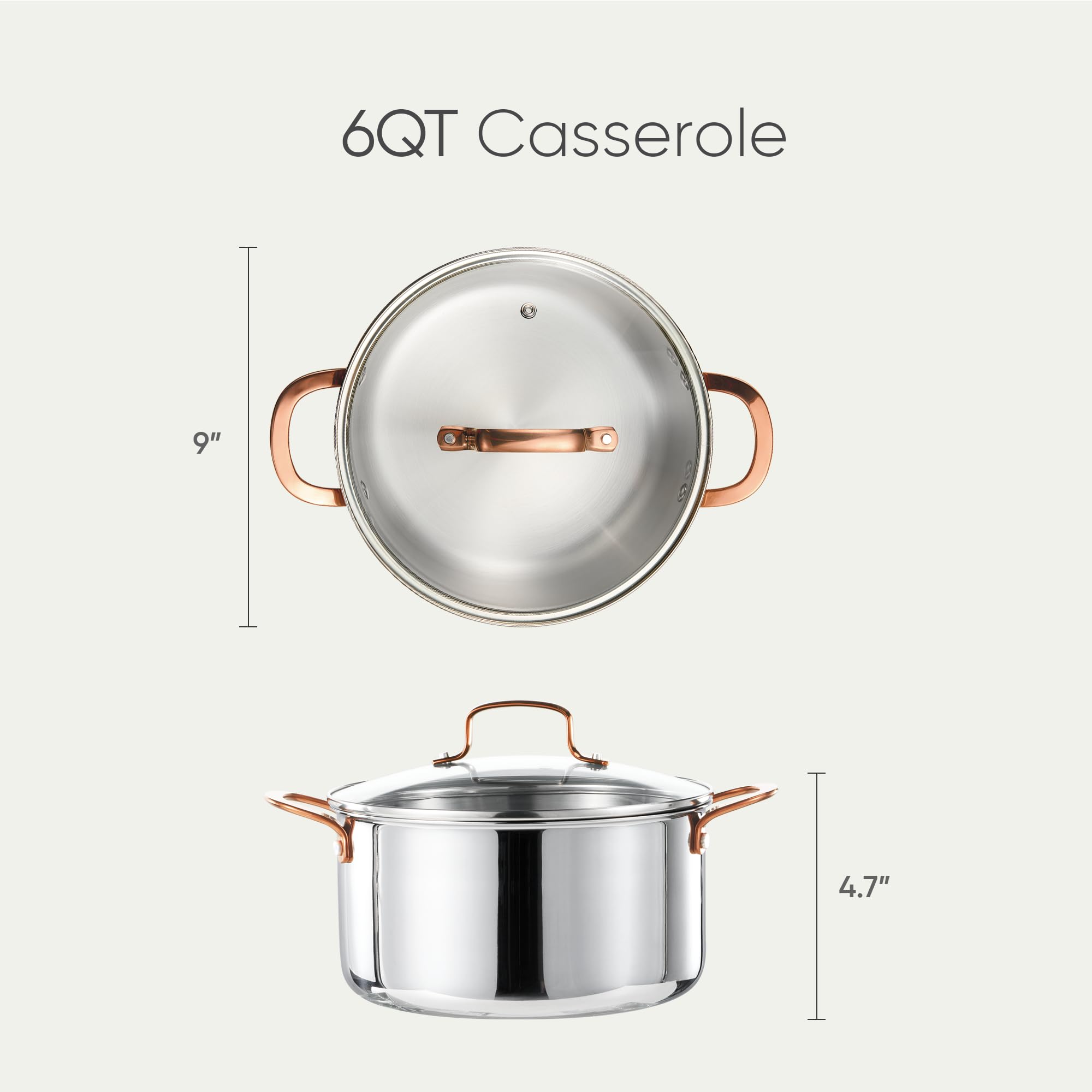 CAROTE stockpot side handles provide sturdy grip during stirring and lifting