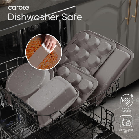 CAROTE 7-Piece Bakeware 12-cup muffin pan for batch baking.