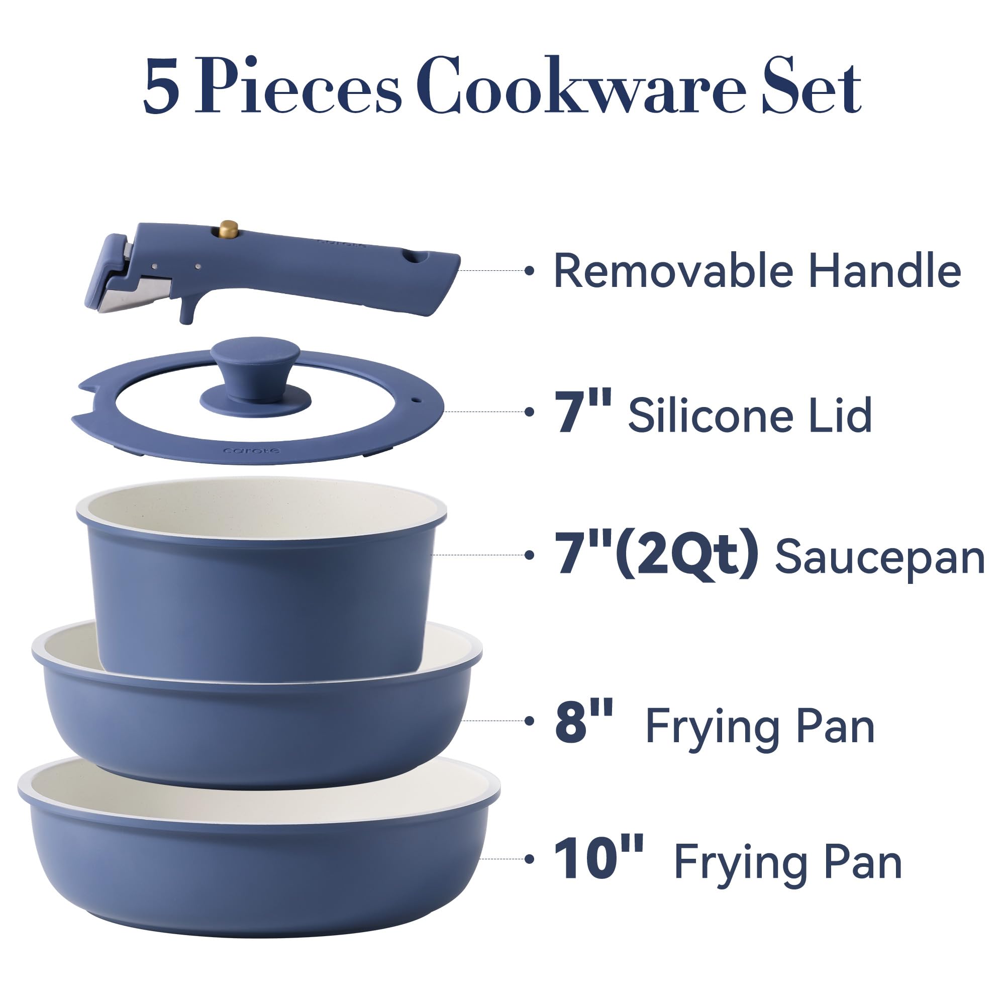 CAROTE 8-inch frying pan blue nonstick for effortless cooking and cleanup.