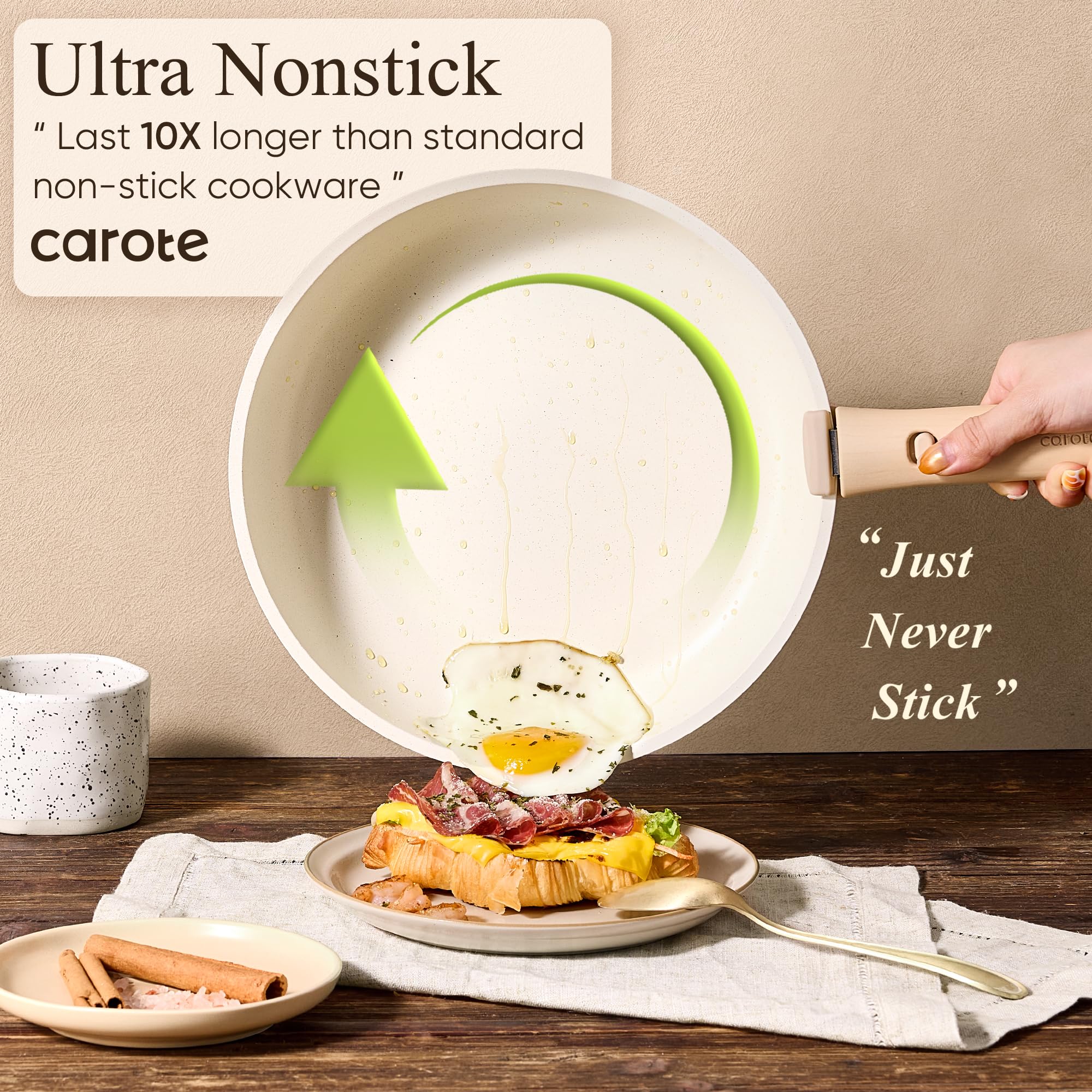CAROTE 8in fry pan with nonstick surface ideal for quick dinners