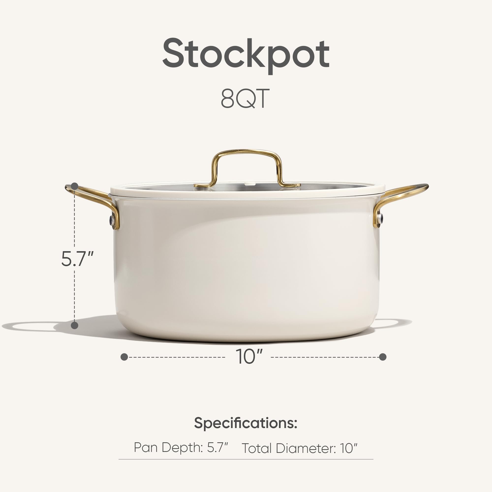 CAROTE 8QT tri-ply stockpot side view highlights warp-free construction