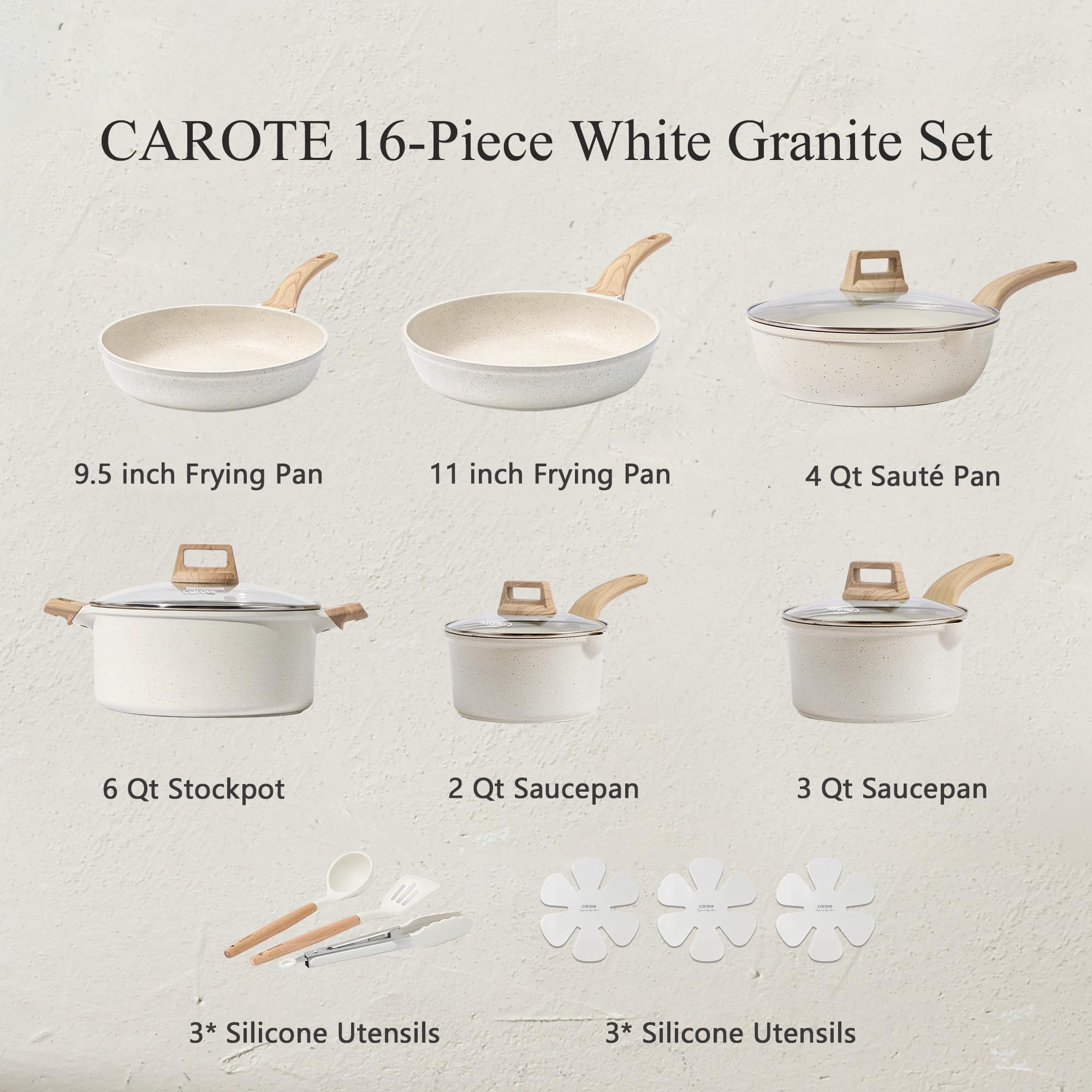 CAROTE 9.5-inch fry pan with nonstick surface for quick, healthy searing.