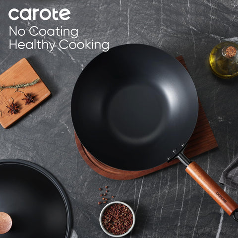 CAROTE all-stovetop compatibility shot illustrates use on gas induction and more.