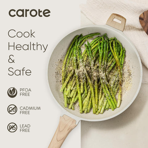 CAROTE heat-resistant bakelite handle stays cool during cooking and easy lifting